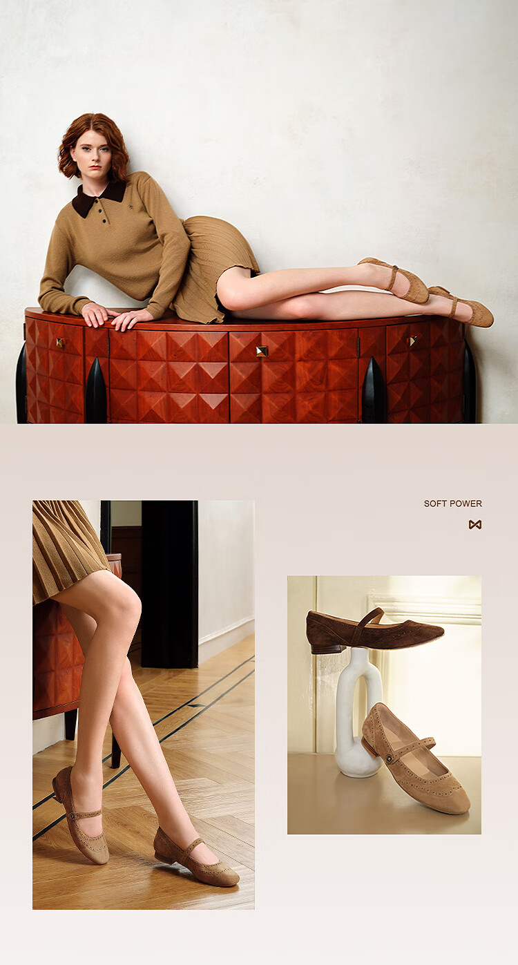 Le Saunda 2025 Autumn New Retro Mary Jane Women's Flats 6T15801 Caramel Brown CMS 35 6