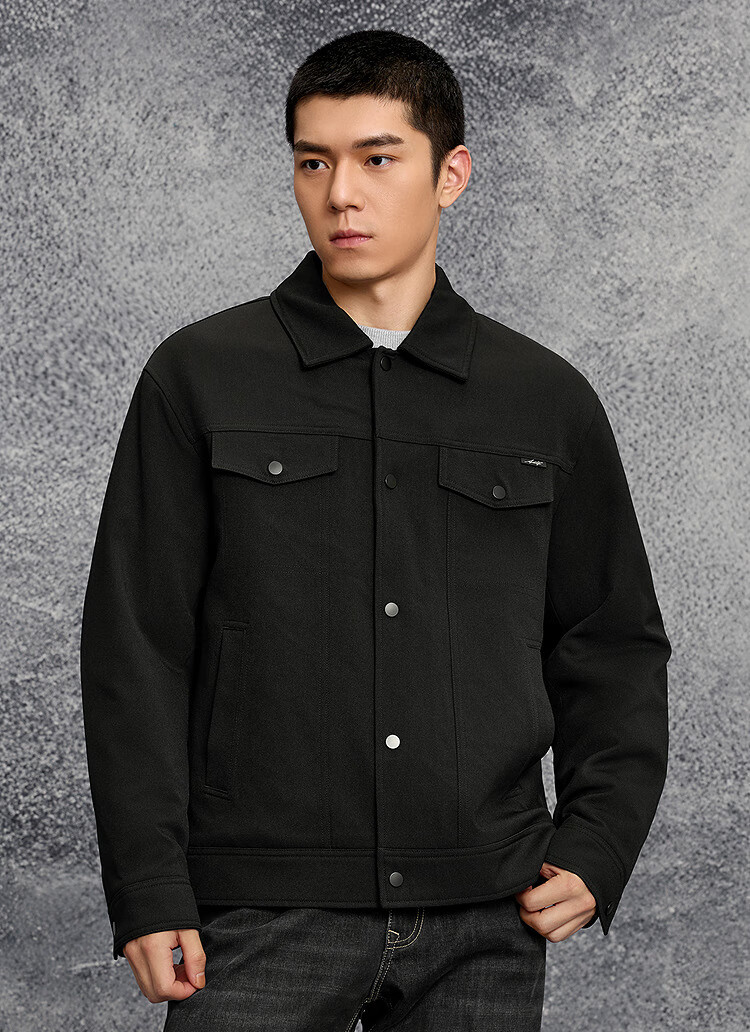 HLAHLA Men's Winter Cotton Jacket 25 Lapel Simple Fashion Warm Coat 1