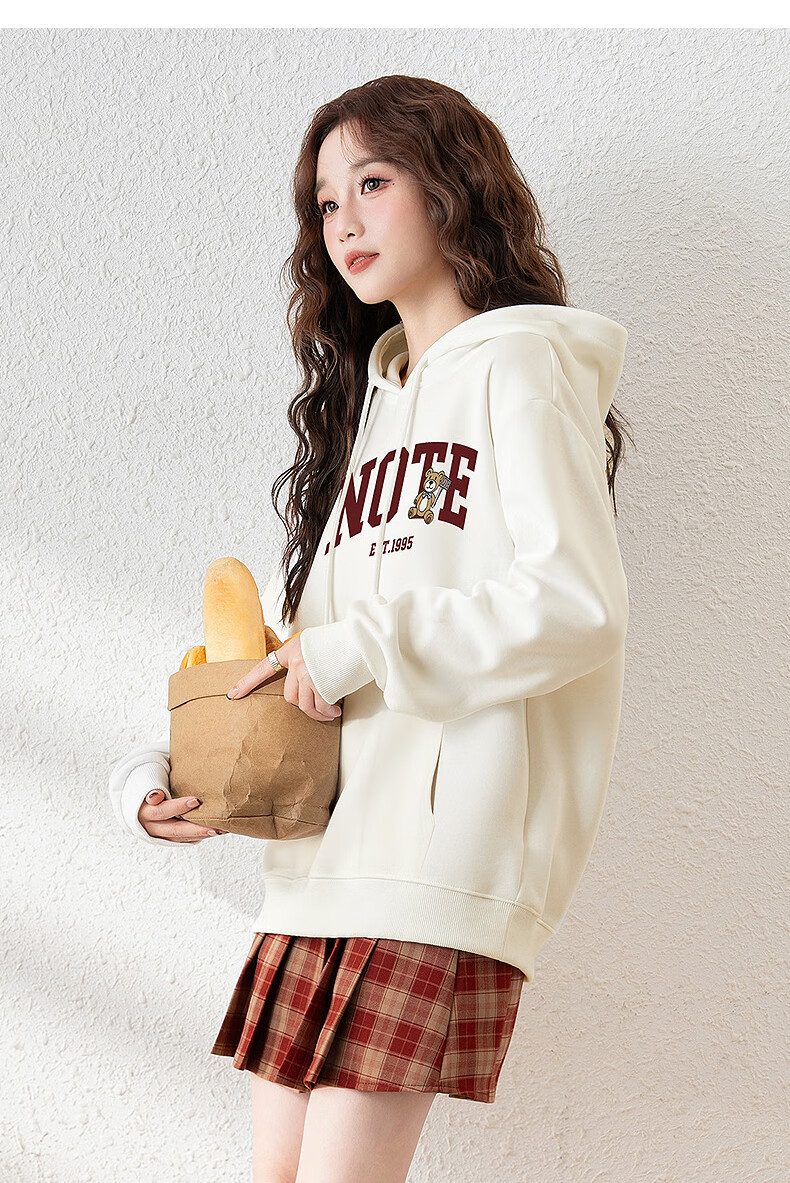 TonLion 2025 Autumn Winter Women's Knitted Hoodie with Front Chest English Bear Sweatshirt 19