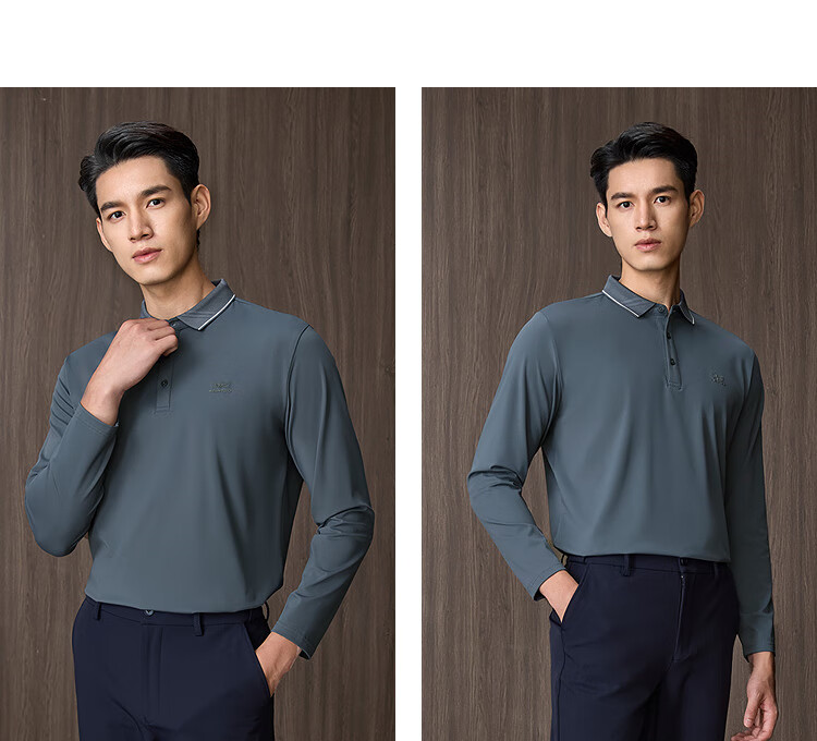 HLAHLA Men's Long Sleeve Polo Shirt Fashionable Collar Comfortable Autumn Long Sleeve 14