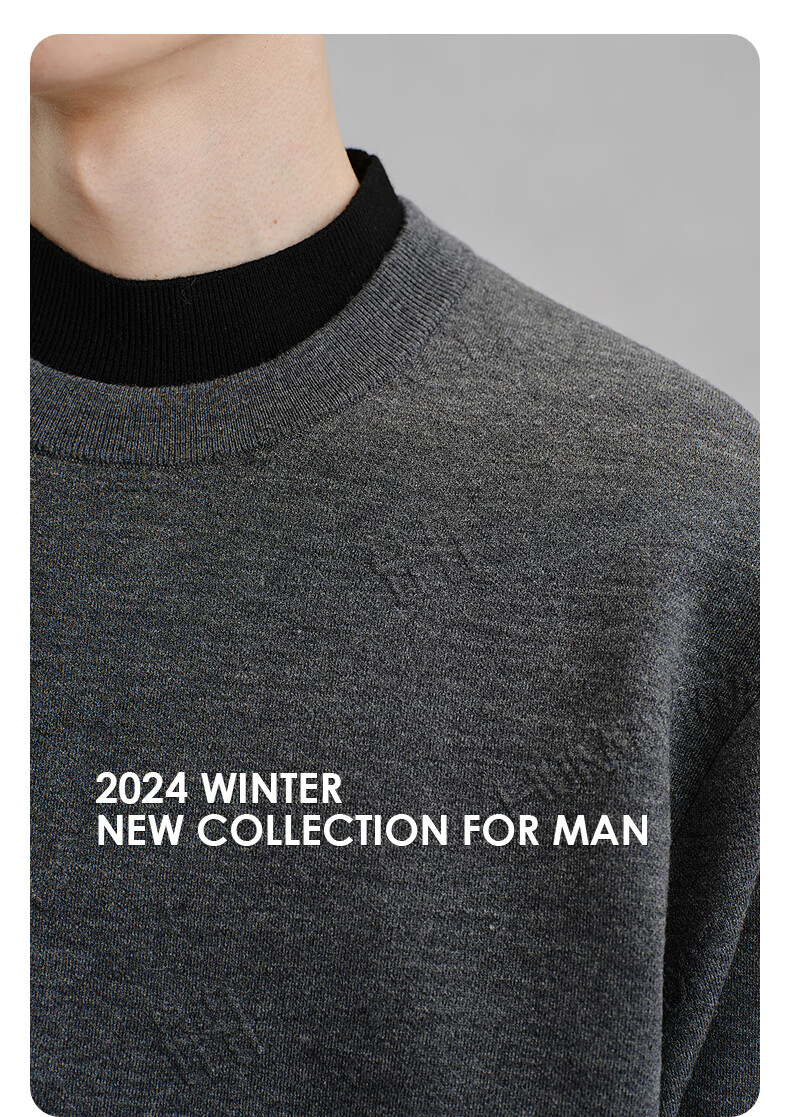 GXG Men's Solid Jacquard Knit Sweater Commuter Base Shirt Gray 175/L 4