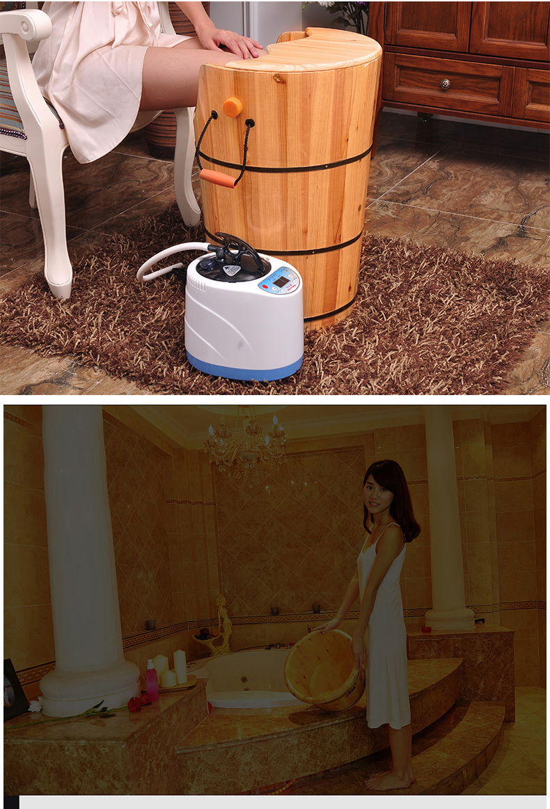 泡脚木桶熏蒸足浴桶按摩洗脚汗蒸盆加热恒温蒸汽足疗家用60cm高腿