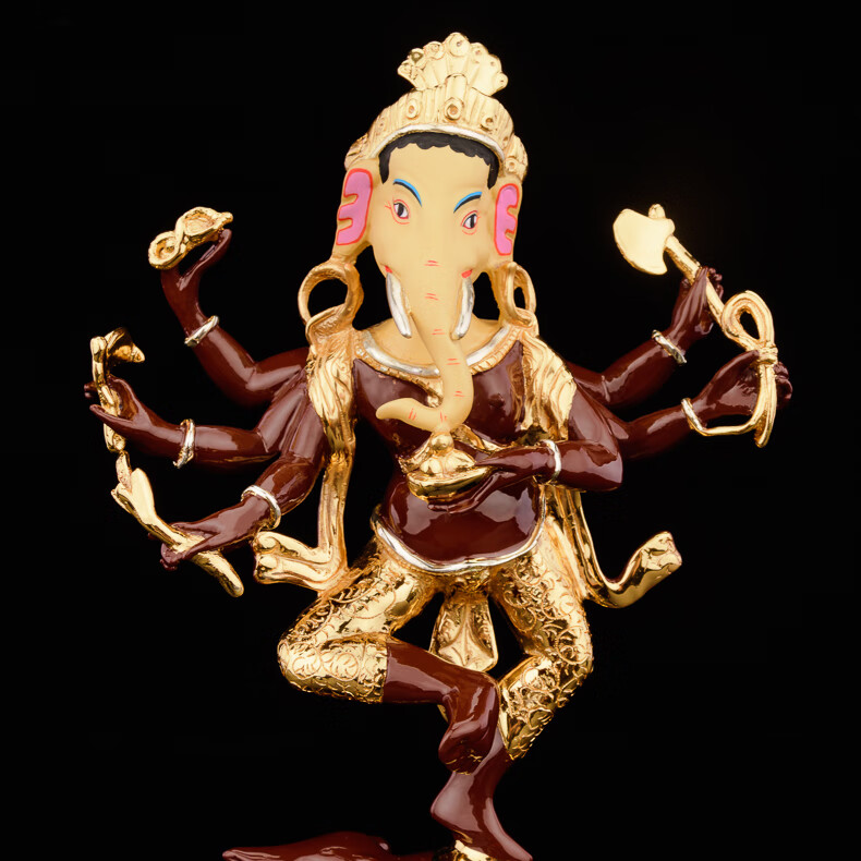 象头神金刚杵黄铜鎏金藏传佛教 sm23 红财神(高30*长20*宽7cm)【图片