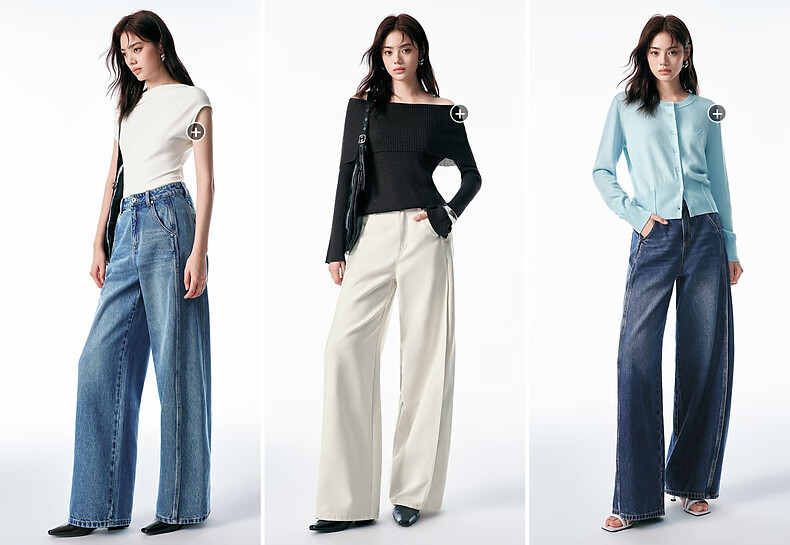 Peacebird Women's High-Waist Wide-Leg Spring Loose Slimming Banana Curved Denim Jeans Off-White M 6