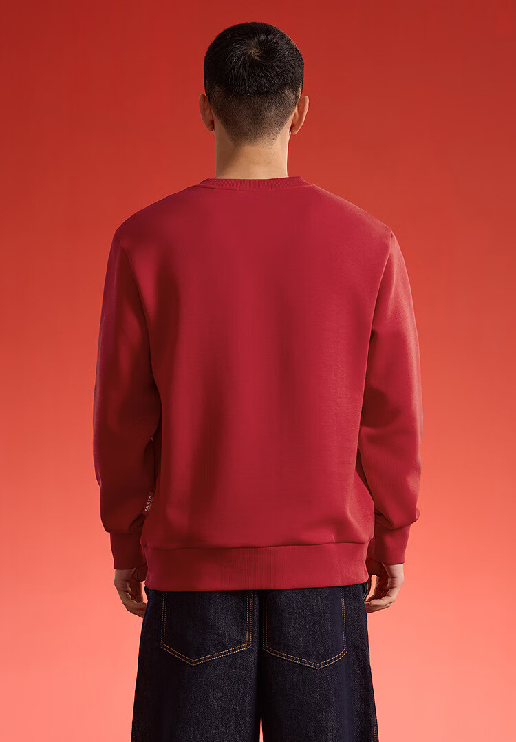 HLAHLA Spring 26 Year of the Horse Celebration Series Five Sandwich Red Long Sleeve Men's Sweatshirt 3