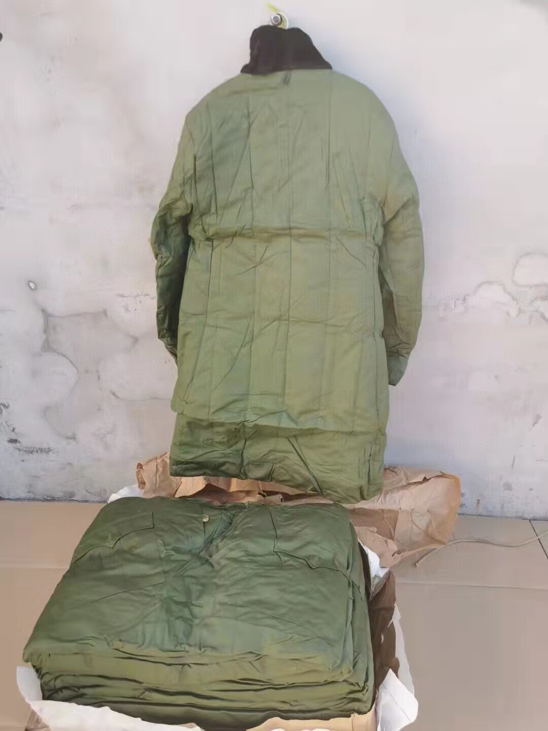 丽科 库存87尉官棉大衣 款黄绿色棉衣大衣 带毛领老式棉大衣 军绿色 2