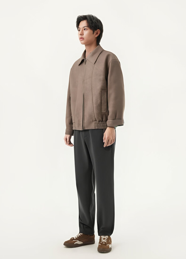 Gxgjeans Men's Multicolor Suede-Like Fashion Loose Lapel Jacket Coat Spring 2025 New Light Brown 180/XL 9