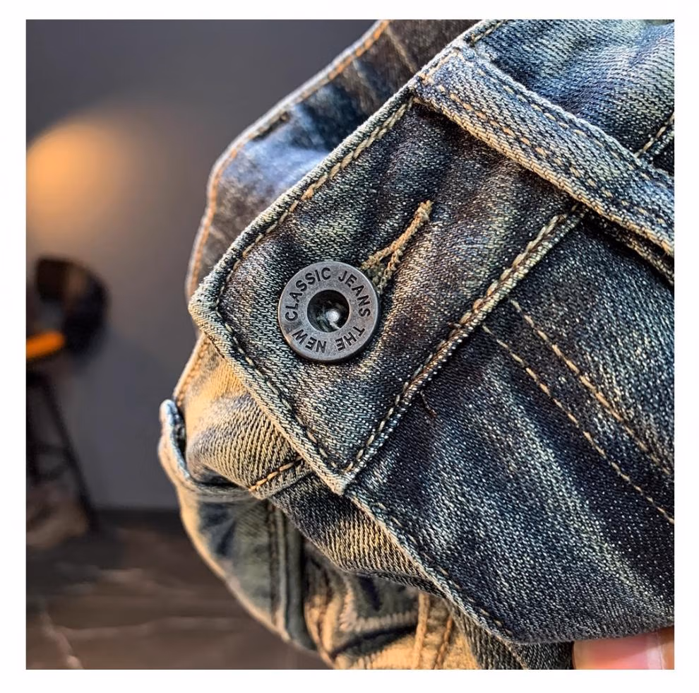 Embroidered Jeans Men's Autumn And Winter Trendy Brand Straight Slim Pants American Retro Gradual Change Of Color Prototype Casual Pants, Blue 28_viptrois.com