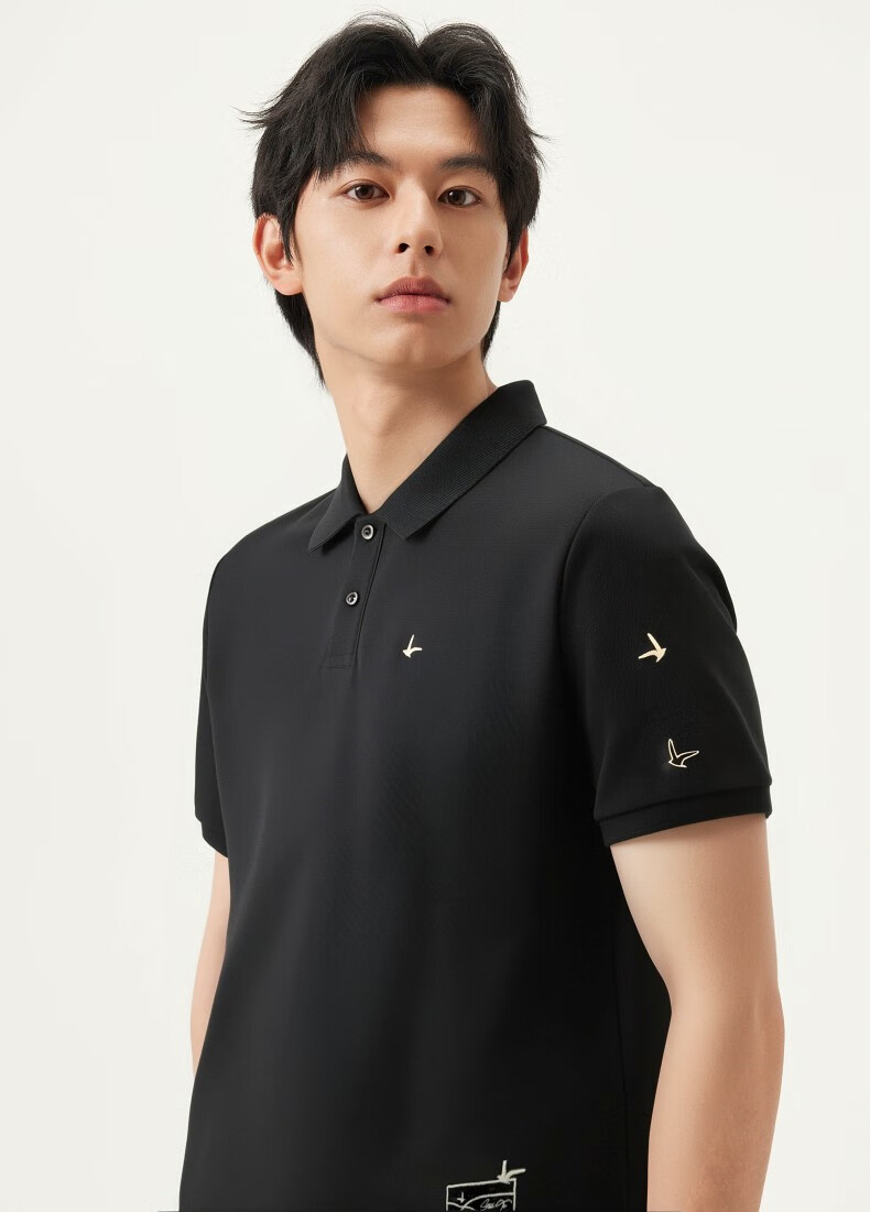 Gxgjeans Men's Embroidered Casual Fashion Polo Shirt with Turn-down Collar Short Sleeve 25 Summer New White 180/XL 7