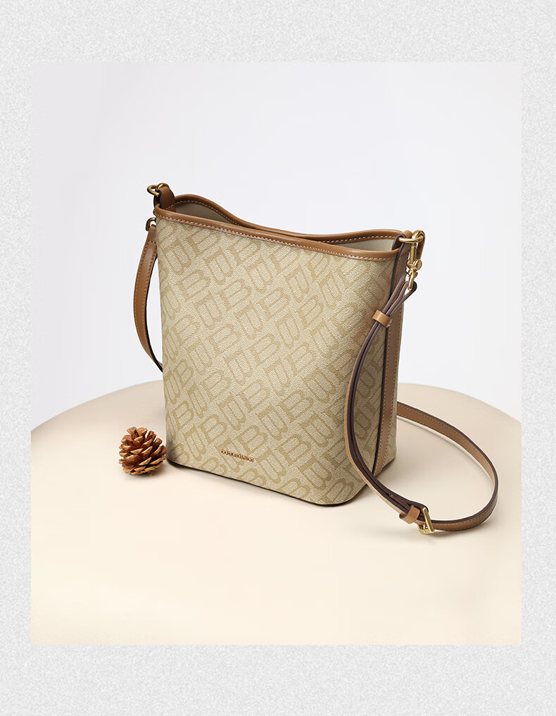 Belle Mother's Day Gift, Women's Handbag, Vintage Seagull Pattern, Floral Bucket Bag, Gift for Single Shoulder Crossbody Bag X7377CX5, Apricot Color 3