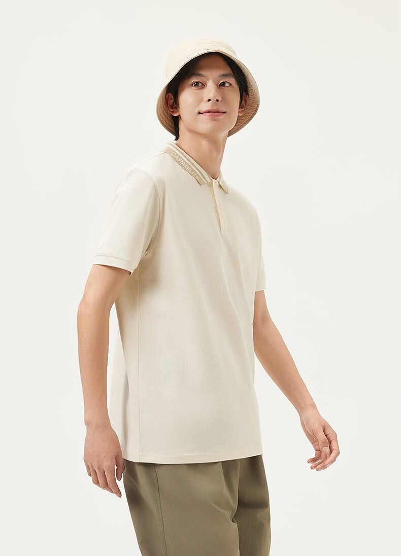 Gxgjeans Men's Casual Letter Jacquard Polo Shirt Short Sleeve Summer 2025 New Beige 180/XL 16
