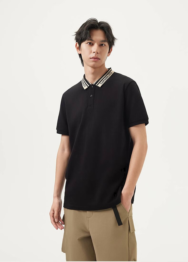 Gxgjeans Men's Casual Letter Jacquard Polo Shirt Short Sleeve Summer 2025 New Beige 180/XL 10