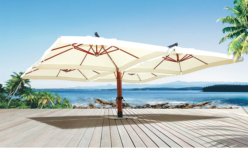 南啵丸户外伞户外遮阳伞进口实木8米超大型庭院罗马伞广场四头方形