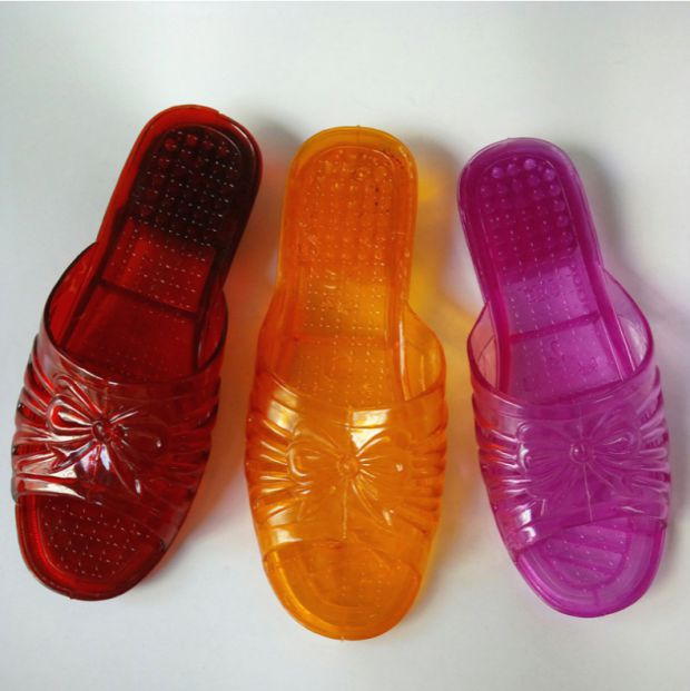 水晶胶拖鞋妈妈凉拖女士塑料平跟居家厚底夏季洗澡浴室鞋lm 水晶酒