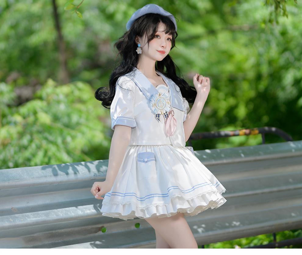 御茶家少女航海家jk水手服盛夏服短袖短裙可爱制服套装日系原创夏 下
