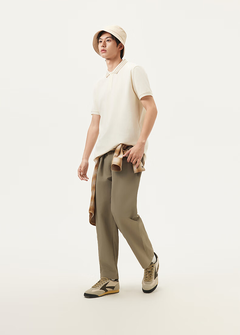 Gxgjeans Men's Casual Letter Jacquard Polo Shirt Short Sleeve Summer 2025 New Beige 180/XL 17