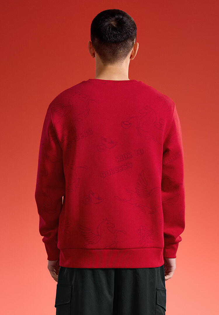 HLA Sweatshirt Spring 26 Year of the Horse New Year Series Five Mingzhi Red Long Sleeve Men [Same Style as Cross Night] 4