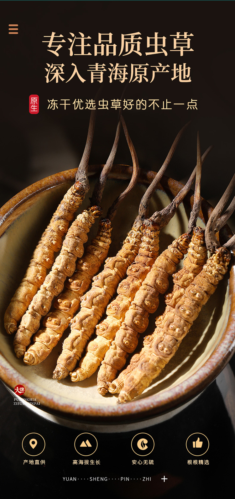 冻干高洁净虫草饱满无断草无空草 冬虫夏草断草100克【图片 价格 品牌