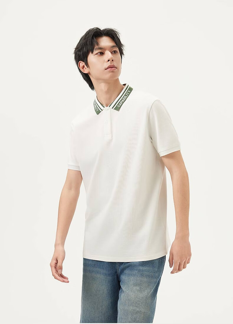 Gxgjeans Men's Casual Letter Jacquard Polo Shirt Short Sleeve Summer 2025 New Beige 180/XL 14