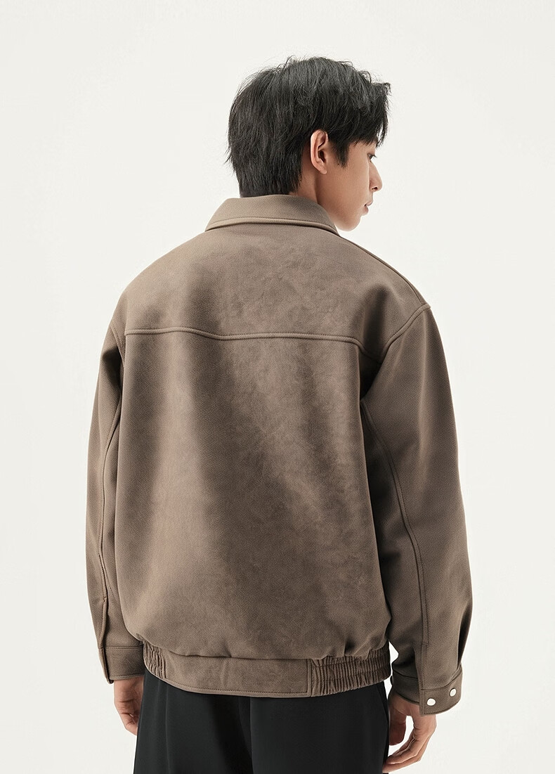 Gxgjeans Men's Multicolor Suede-Like Fashion Loose Lapel Jacket Coat Spring 2025 New Light Brown 180/XL 8