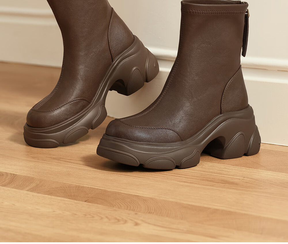 TATA TATA Meow Claw Boots 2025 Autumn Winter Versatile Fashion Women's Ankle Boots New Elastic Boots Black 37 2