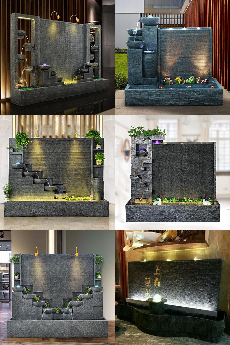 假山石室外石头水幕墙流水墙屏风室外庭院鱼池背景装饰花园造景假山