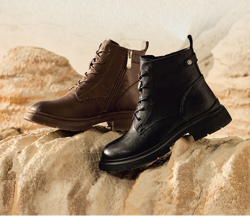 TATA 2025 Winter Fashion Thick-Soled Martin Boots Women's Short Boots Casual Brown (Fleece Lined) Size 37 5