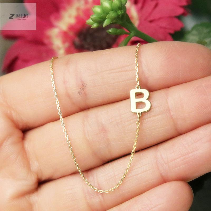 钛金项链定制名字首字母w女夏甜美网红锁骨链26英文不褪色礼物周玉匠