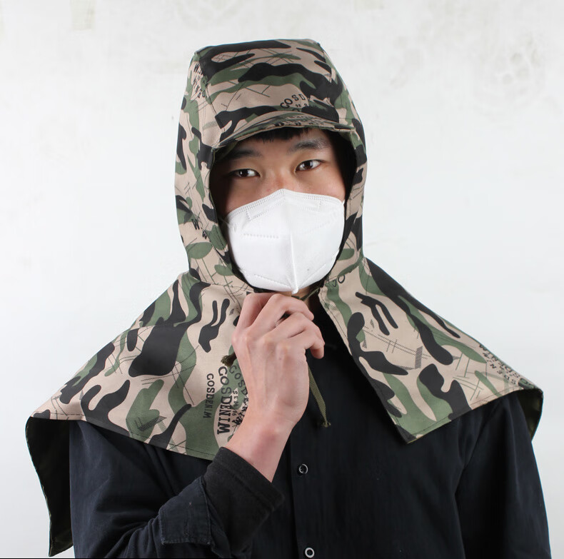 风帽工作帽防尘帽系带工厂披肩帽装卸工男女劳保头套透气防灰防粉