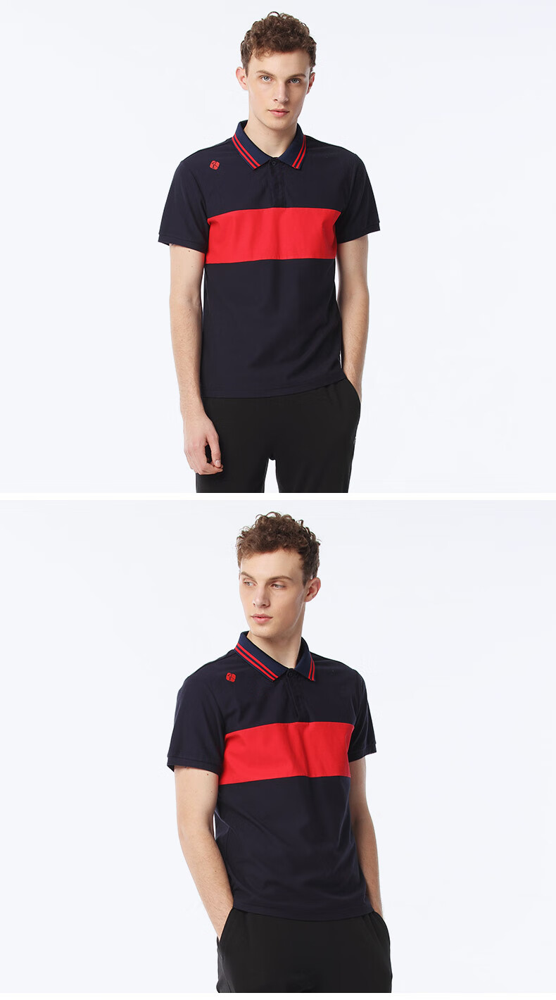 rapido韩国三星2019男士短袖宽条纹印花polo衫cn9342p38藏青色17592a