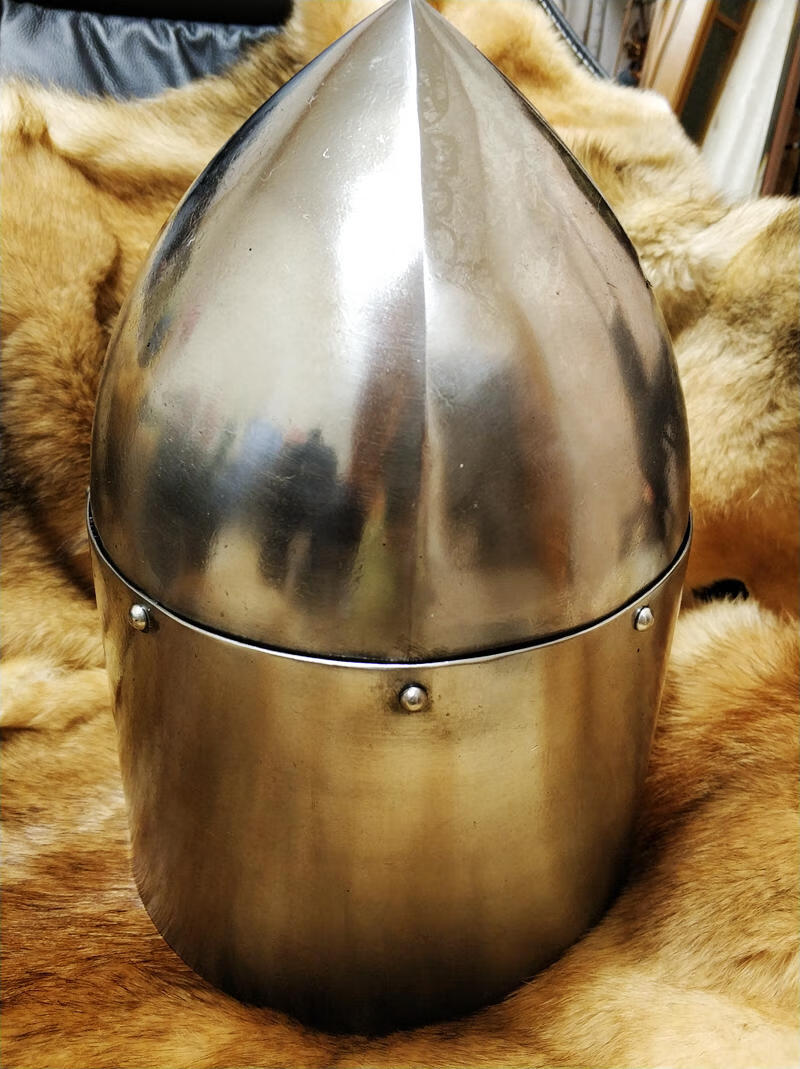 (现货速发)--中世纪盔甲十字军骑士尖顶桶盔铜饰头盔历史复原可穿