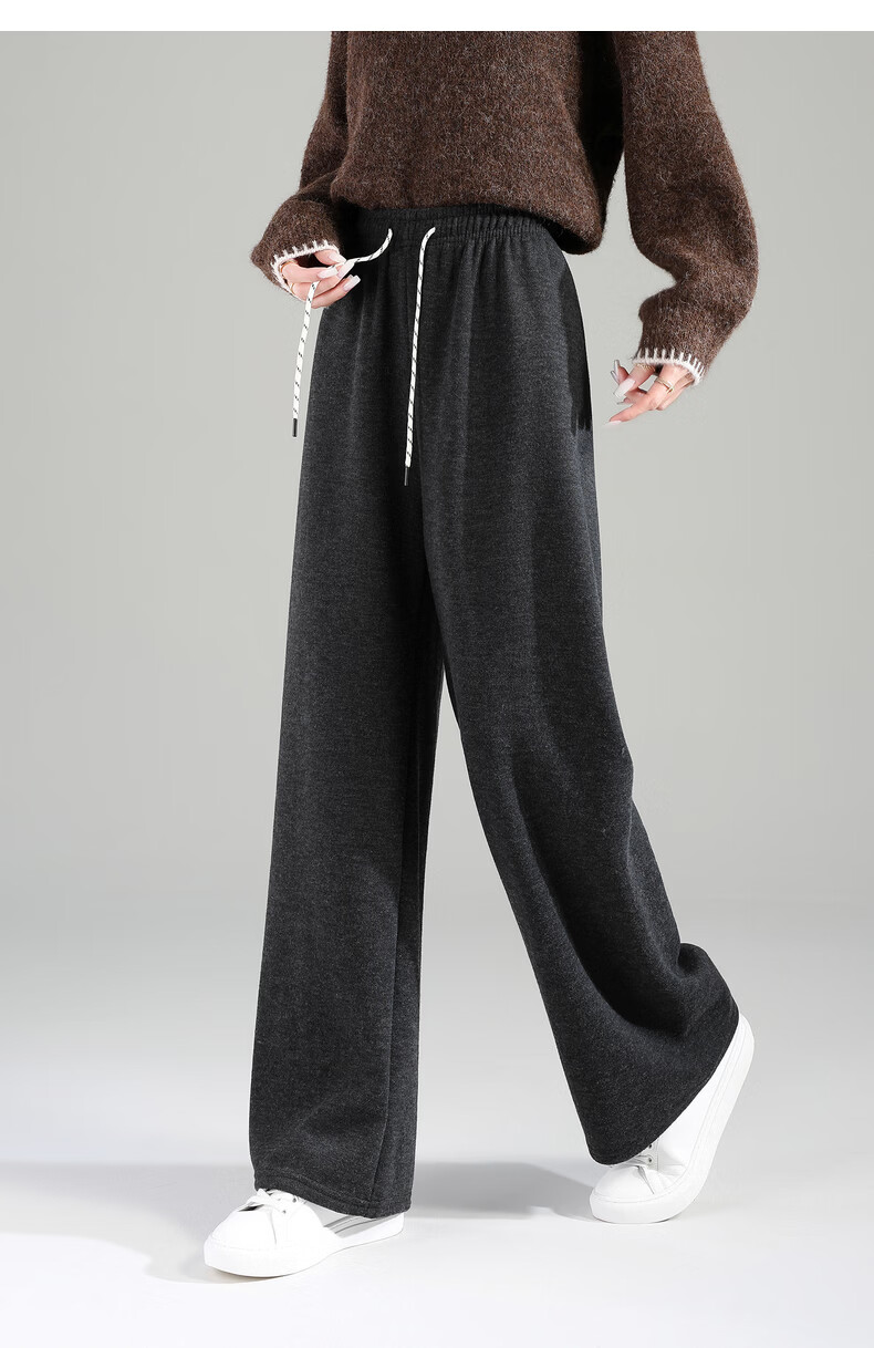 TonLion 2025 Winter New Casual Women's Elastic Waist Fleece Lined Stylish Versatile Autumn Winter Lazy Style Pants 10