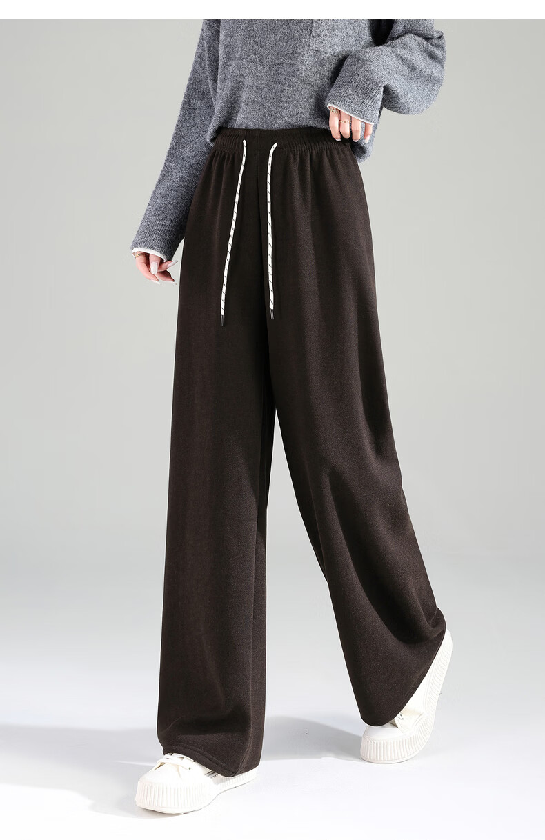 TonLion 2025 Winter New Casual Women's Elastic Waist Fleece Lined Stylish Versatile Autumn Winter Lazy Style Pants 24