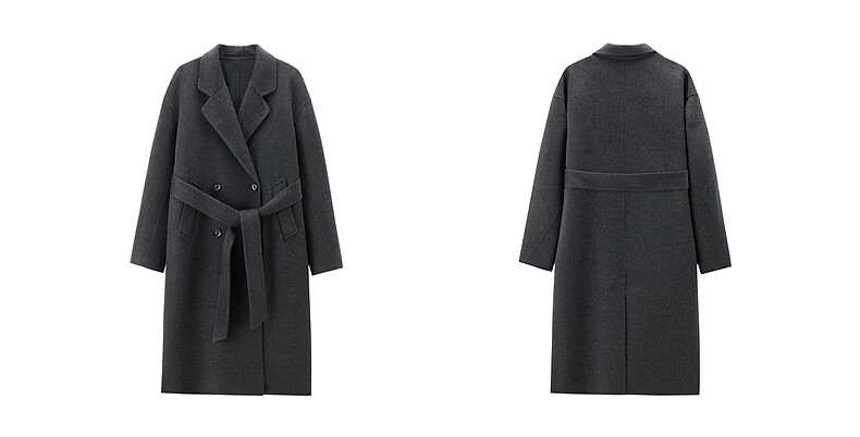Peacebird Women's Woolen Coat Zhenrong Series 2.0 Oversized Double-Faced Wool Jacket Black Six-Button S 6