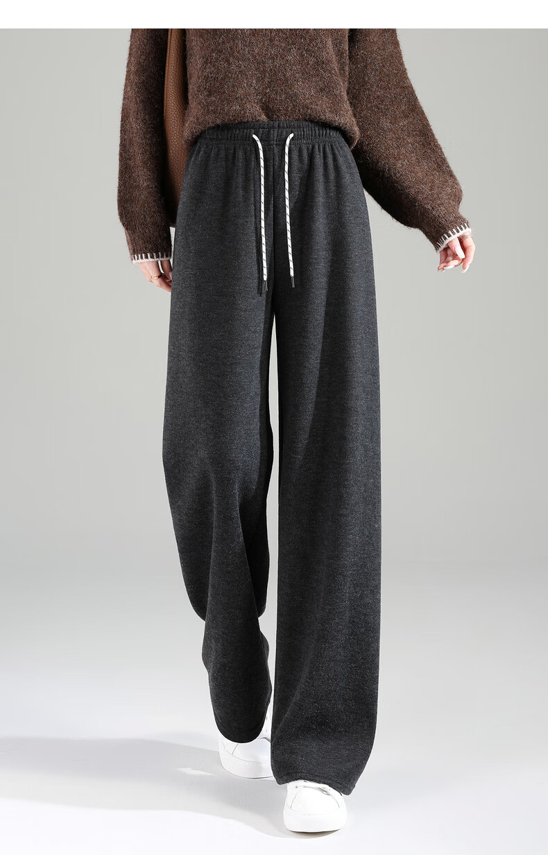 TonLion 2025 Winter New Casual Women's Elastic Waist Fleece Lined Stylish Versatile Autumn Winter Lazy Style Pants 8