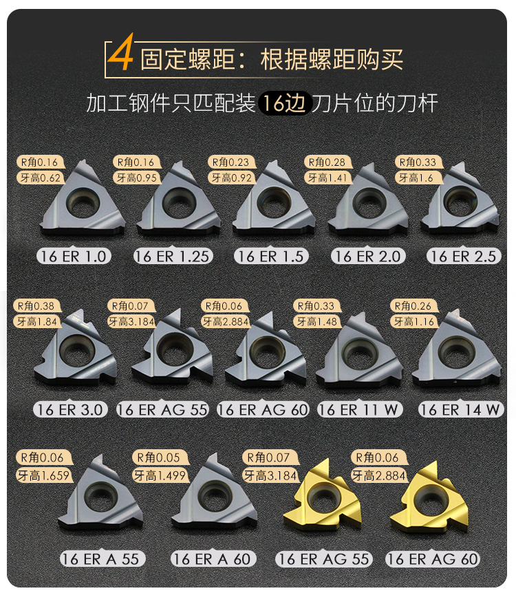 钢件用数控外螺纹刀片1116eraag556014w牙刀刀粒车床刀具16erag60ldc
