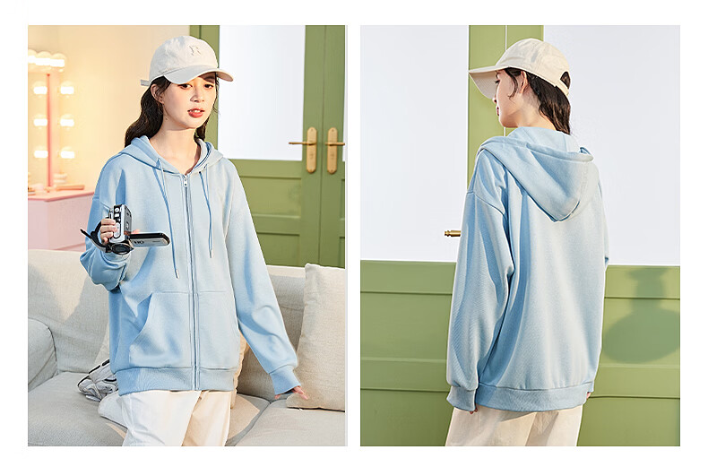 TonLion Women's Heavyweight Hoodie Cardigan Jacket Casual Loose Fit Trendy Small Size Spring Autumn New Arrival 13