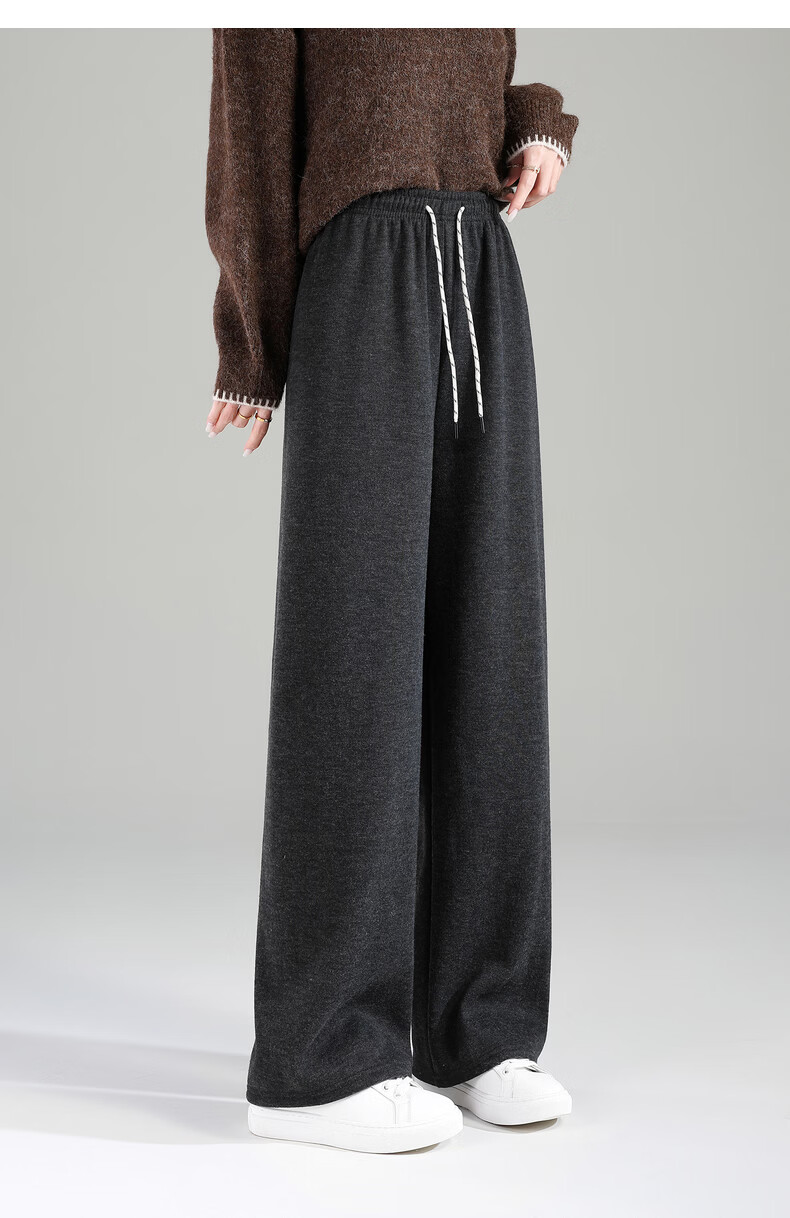 TonLion 2025 Winter New Casual Women's Elastic Waist Fleece Lined Stylish Versatile Autumn Winter Lazy Style Pants 11