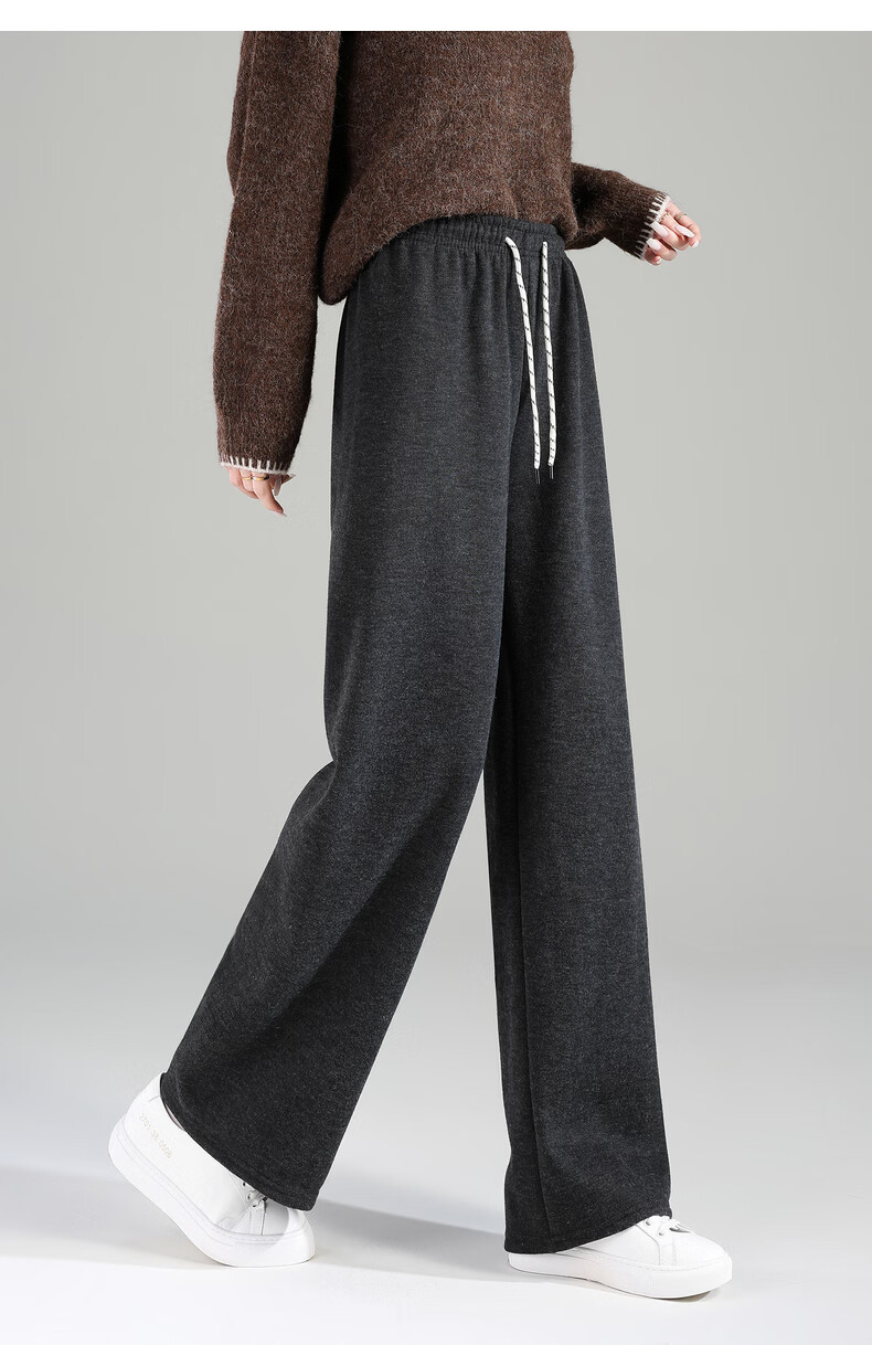 TonLion 2025 Winter New Casual Women's Elastic Waist Fleece Lined Stylish Versatile Autumn Winter Lazy Style Pants 13