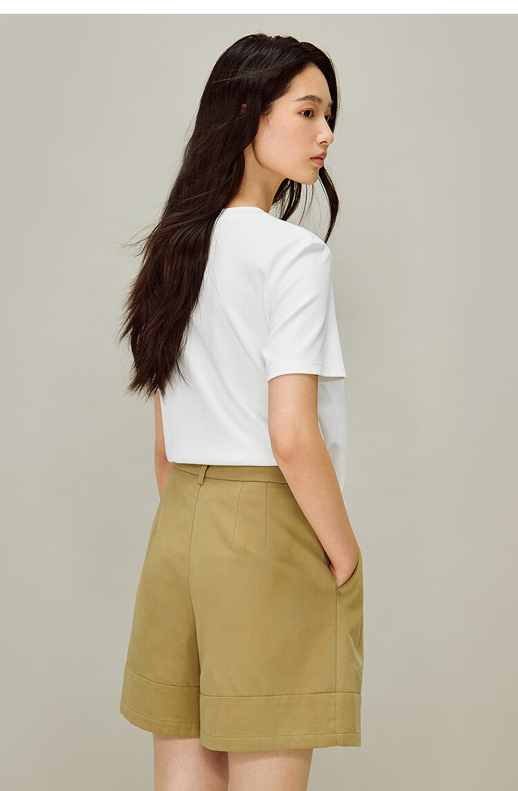 INMAN White Casual Crew Neck Embroidered T-Shirt 2026 Spring New Loose Fit Short Sleeve Top Coffee Color S 12