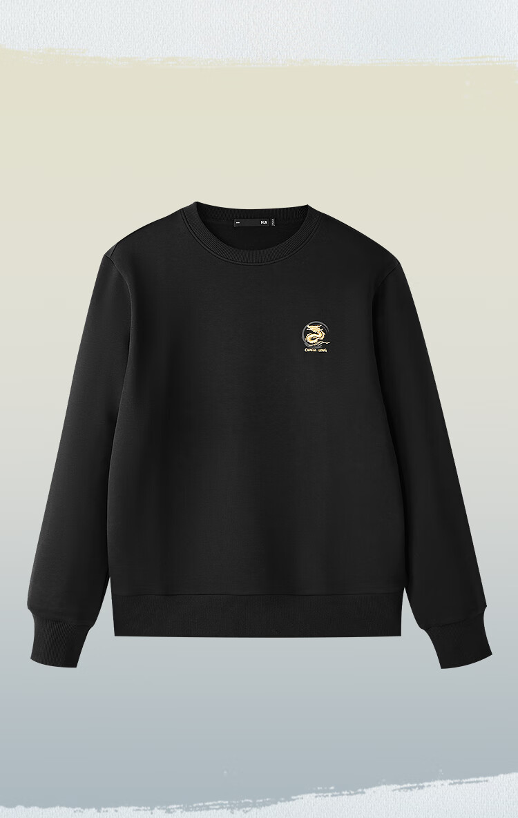 HLAHLA Men's Spring Sweatshirt 26 Chinese Dragon Series Embroidered Crew Neck Long Sleeve 3
