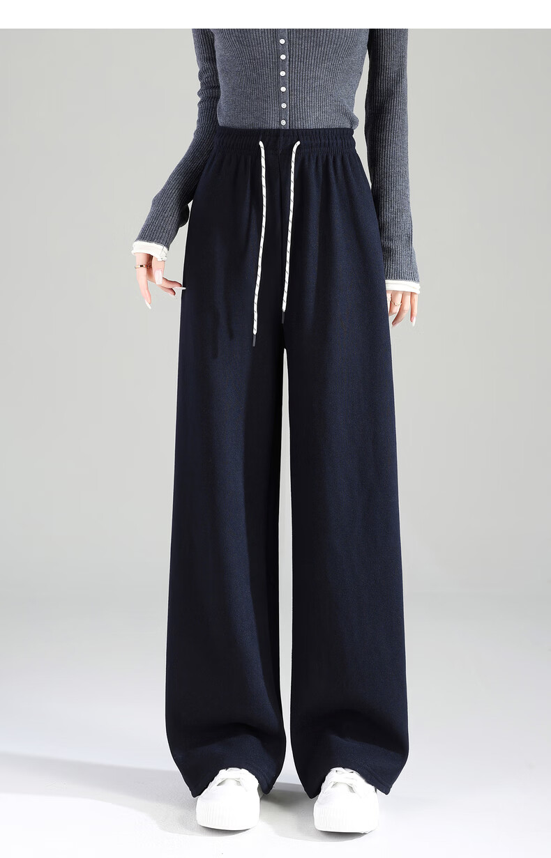 TonLion 2025 Winter New Casual Women's Elastic Waist Fleece Lined Stylish Versatile Autumn Winter Lazy Style Pants 30