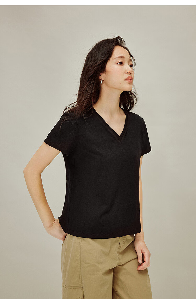 INMAN Casual Fitted Crew Neck Short Sleeve T-Shirt 26 Summer Women's New Solid Color Inner Top White M 38