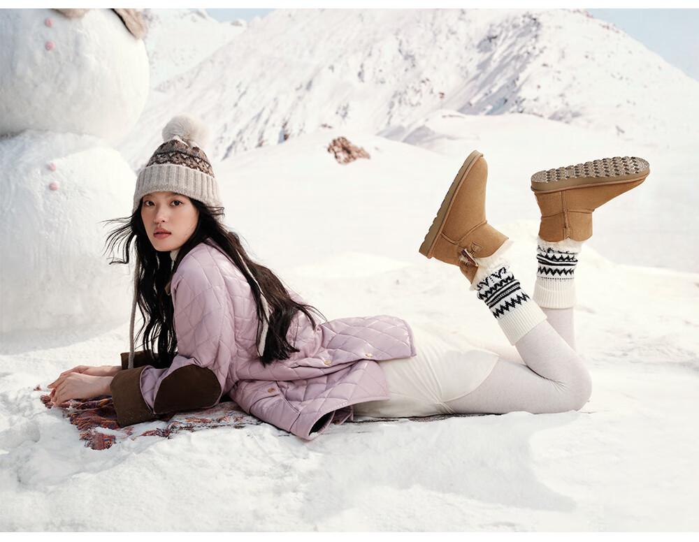 TATA 2025 Winter Mall Style Versatile Fashion Simple Women's Snow Boots Yellow Brown (Mauritius) Size 36 4