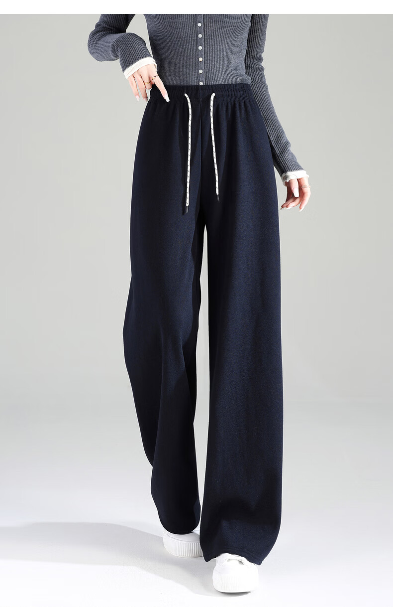 TonLion 2025 Winter New Casual Women's Elastic Waist Fleece Lined Stylish Versatile Autumn Winter Lazy Style Pants 35