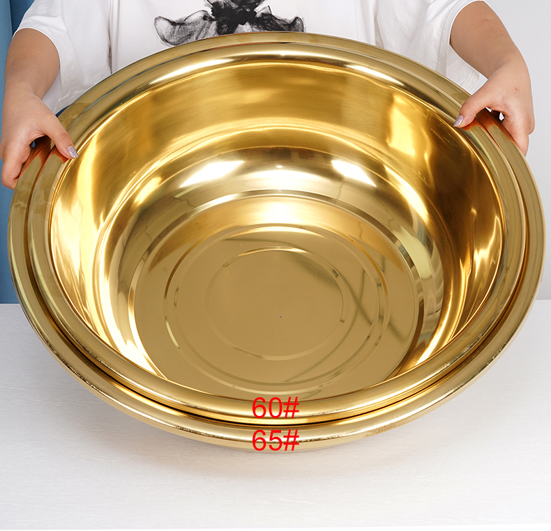 加厚金色佛教金盆洗手不锈钢黄盆结婚盆结婚女方陪嫁仿铜盆 金盆加厚