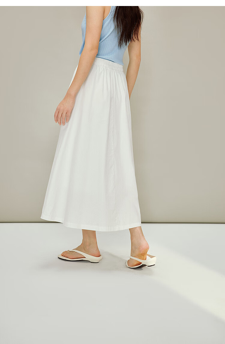 INMAN [Li Landi Same Style] 100% Cotton Heavy Embroidery A-Line Skirt Summer 2026 Women's New Pearl White L 18