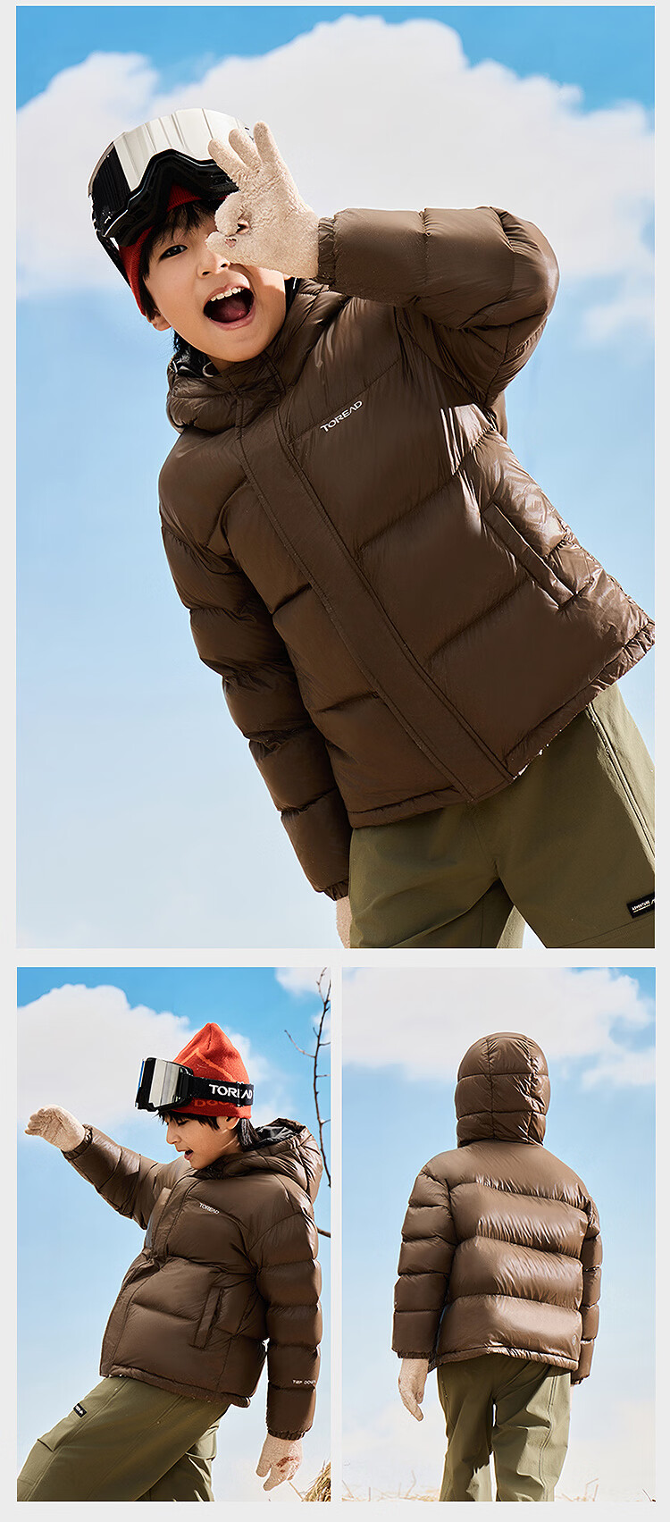 TOREAD Kids Down Jacket Unisex Winter Thickened Windproof Puffer Coat Military Green 120 13