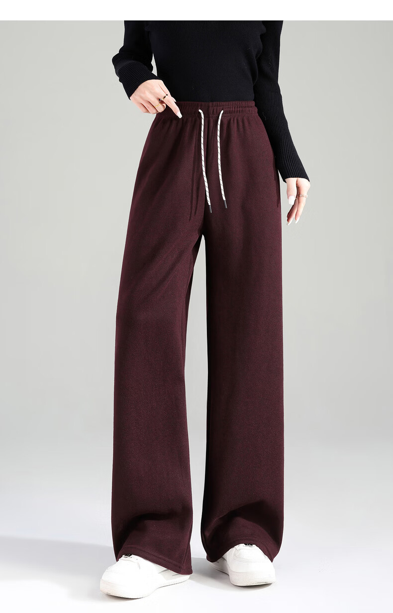TonLion 2025 Winter New Casual Women's Elastic Waist Fleece Lined Stylish Versatile Autumn Winter Lazy Style Pants 16