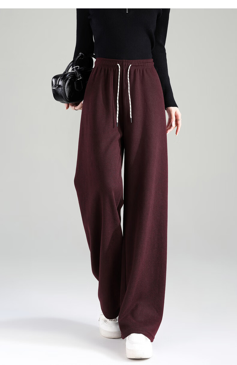 TonLion 2025 Winter New Casual Women's Elastic Waist Fleece Lined Stylish Versatile Autumn Winter Lazy Style Pants 21